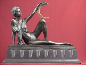 Signed Bronze Statue Art Deco Highly Detailed Handcrafted Sculpture On Marble