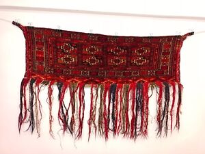 Antique Hand Knotted Turkmen Knotted Pile Wool Torba With Original Backing