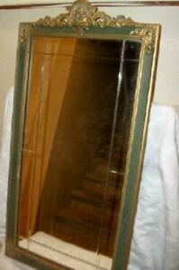 Art Deco Wall Mirror Polychrome Gesso Barbola Divided Beveled Glass Mirror 1920s