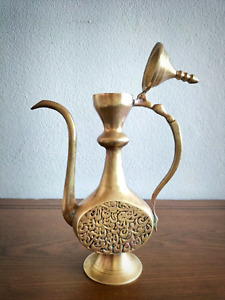 Vintage Middle Eastern Solid Brass Dallah Coffee Pot Teapot