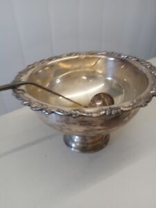 Vintage Sheridan Silver Plate Punch Bowl W Ladle