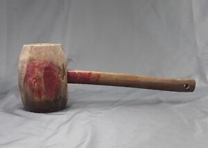 Vintage Large Wood Mallet Hammer Primitive Wooden Carpenter Tool 17 2 5lbs
