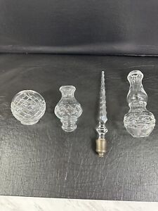 Lot Of 4 Vintage Antique Glass Crystal Clear Cut Center Glass Chandelier Parts