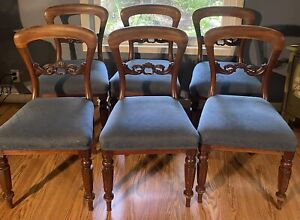 Antique Set Of Six Walnut Chairs Balloon Back