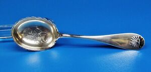 Vintage Shell Pattern Ornate Sterling Silver Sugar Spoon 5 1 2 