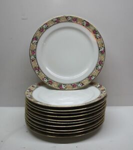 Vintage Davis Collamore Co Ltd Ornate Roses 11 Piece China Dish Plate Set