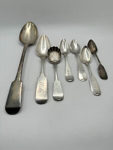 Scrap Lot Georgian English Sterling Stuffing Spoon Coin Silver Spoons 270 G
