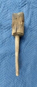 Antique Vtg Primitive Carved Wood Mallet Club Hammer Pestle Tool