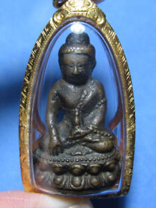 0319 Thai Amulet Pra Kring 1st Batch Lp Sakorn Wat Nong Krub 30 Bronze Real Gold