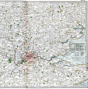 1897 England Map London Ramsgate Oxford Buckingham Reading Hampstead Richmond