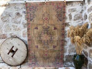 Hand Knotted Oushak Carpet 4x7 Pink Wool Traditional Rug Anatolian Medium Size