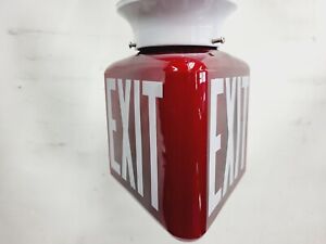 Art Deco Ruby Red Triangle Glass Sortie Exit Light Sign Fixture Cinema Theater