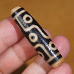 Ancient Tibetan Dzi Beads Old Agate Yellow Stripe 9 Eye Totem Amulet Pendant Gzi