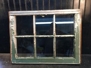 Antique Window Sash With Glass Panes Wood Frame 24inx19in