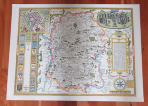 Map Of Wiltshire By John Speed 1611 48 X 36cm 1970 S Reproduction