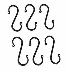 6 Wrought Iron S Hooks Hand Forged With Scrolls Set Of Six 