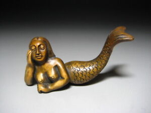 Netsuke Mermaid Yang Wood Carving From Japanese Antiques 247