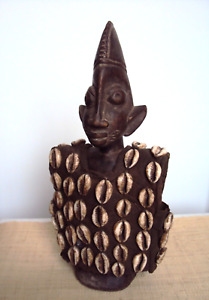 Beautiful Royal Ibeji King Cowrie Jacket Male Yoruba African Carving Statue 2
