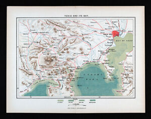 C 1895 Appleton Map Of Tokio Tokyo Japan Yokohama Yedo Bay Fauzi San Volcano