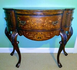 French Provincial Style Bombe Marquetry Inlaid Commode Dresser Chest One Drawer