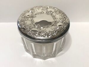 Vintage Towle Old Master Powder Jar Dresser Box Sterling Silver Lid W Mirror