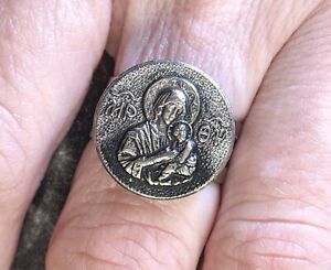 Holy Mary Mother Of Jesus Ring Greek 1950 Ring Size Adjustable 7