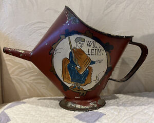 Antique Hand Painted Tin Watering Can William The Conqueror Bayeux Rare 