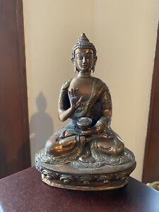 Copper Buddha Statue Sculpture Vintage Antique Guanyin