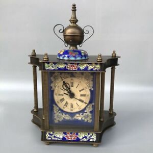 Exquisite Old Chinese Copper Cloisonne Enamel Handmade Mechanical Clock 90263