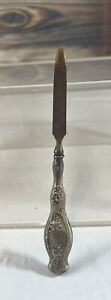 Antique Sterling Silver Nail File Repousse Late 1800s Detailed