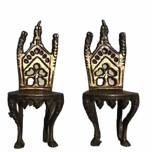 Rare Pair Of Highly Elaborated Vintage Brass Chairs Doll Size One Or Pair 25 