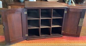 Document Box 9 Compartment Chest Apothecary Table Top Cabinet Wood Walnut Mahog