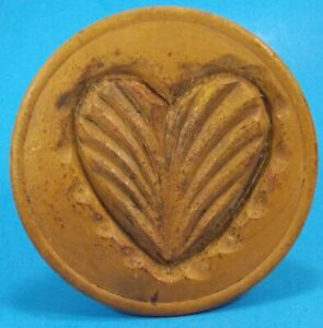 Antique Folk Art Hand Carved Heart Cookie Butter Stamp A Beauty 