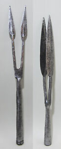 Two Genuine Antique Ethiopian Double Headed Spearheads