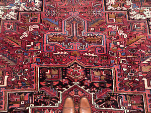 9x12 Vintage Heriz Rug Hand Knotted Antique Wool Handmade Oriental Carpet 10x12