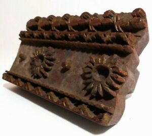 Late 19th Early 20th C Indian Hand Carved Wood Block Border Design Textile Stamp