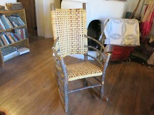 Vintage Old Hickory High Back Andrew Jackson Rocking Hickory Sapling Chair