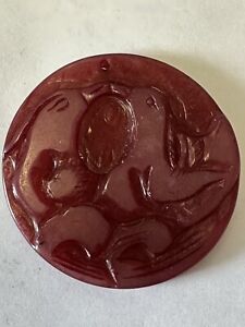 Hand Carved Pendant Of 2 Birds Natural Agate Stone Top Drilled Smooth Bach 54mm
