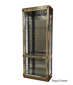 Authentic Baker Furniture Brass Glass Display Curio Cabinet Vitrine 1970 S