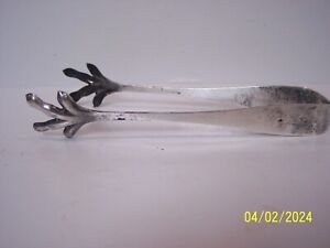 Reed Barton Silverplate Chicken Foot Ice Sugar Tongs Engraved Skippers 1972