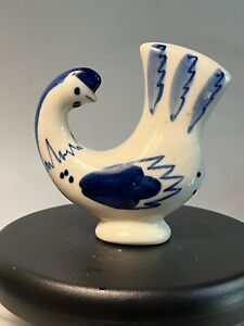 Vintage Gzhel Hen Chicken Figurine Made In Ussr Hand Painted Porcelain