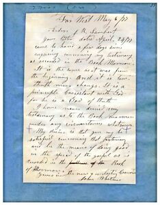 Orig John Whitmer 6 May 1877 Book Of Mormon Testimony Joseph R Lambert Journal