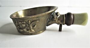 Antique Chinese Brass Silk Iron W Jade Handle Marked China