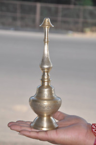 Vintage Brass Unique Shape Inlay Engraved Rose Water Sprinkler Bottle