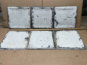 6 Pc Lot 11 5 X 11 5 Antique Ceiling Tin Metal Reclaimed Salvage Art Craft