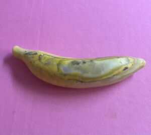 Vintage Italian Alabaster Stone Fruit Yellow Banana Hand Carved Unique Nice