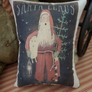 Victorian Primitive Vintage Style Christmas Folk Art Santa Tuck Filler Pillow