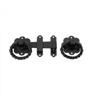 Renovators Supply Door Lock Latch 6 In Black Wrought Iron Floral Ring Gate Latch