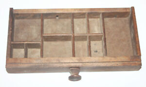 Antique Small Modified 10 Slot Wood Print Tray Drawer Wall Curio Display Shelf