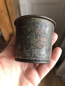 Antique Painted Tole Folk Art Child S Tin Mini Cup Provenance Massachusetts